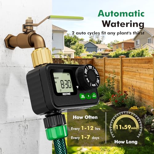 RESTMO Sprinkler Timer for Outdoor Hose Faucet, Programmable Water Timer - color: 1 Zone, size: 1 Pack