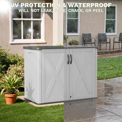 Patiowell 26 Cu.ft Resin Outdoor Storage Cabinet with Lockable Door, White - color: White, size: 26 Cu FT Cabinet