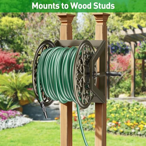 GOFORWILD Wall/Floor Mount Hose Reel, Holds 200-Feet of 5/8-Inch Hose