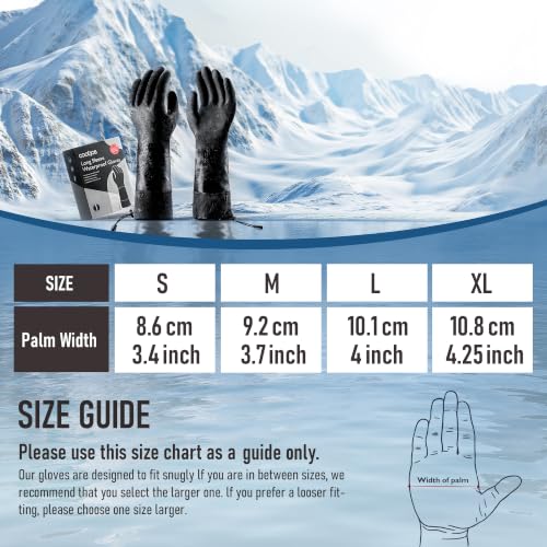 COOLJOB Long Sleeve Waterproof Winter Freezer Gloves for Men Women, S-XL - color: Black, size: Large