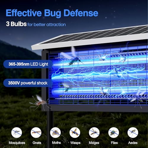 Solar Bug Zapper Outdoor, 30W Large Mosquito Zapper Outdoor - size: 25.6 inches for 4000 sq.ft