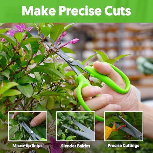Garden Scissors, 2 PCS, Straight Blade + Curved Blade, 6-in, Easy to Clean - style: Curved 1pcs + Straight 1pcs