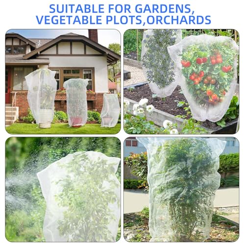 Fruit Protection Bags with Drawstring, 4 Packs Blueberry Bush Netting, Ultra-Fine Mesh Garden Insect Tree Cover, Plant Cover for Pest, Insect Bird Barrier Netting-3.3 x 2.6Ft - size: 3.3 x 2.6Ft