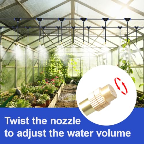 Drip Irrigation System 200FT 1/4" with 32PCS 360° Adjustable Brass Nozzles - size: 200FT