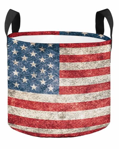 5 Gallon Grow Bags Planter Bag, Independence Day Vintage USA Flag Red Stripe Fabric Plant Pots with Handle,Flower Grow Bag for Vegetable Potato Tomato, Patriotic Star on Blue Gardening Bags - size: 5 Gallon-12.6"x9.8"