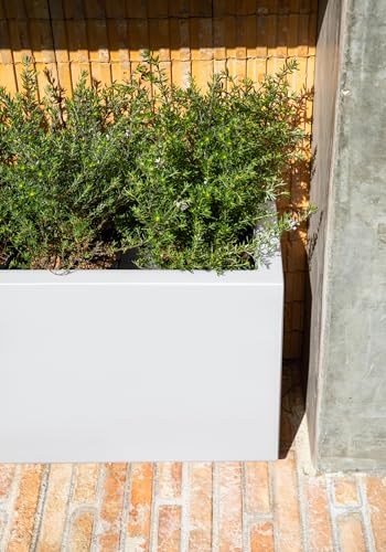 Veradek Block Series Long Box Planter - Rectangular Outdoor Planter - color: White, size: Small - 2 Pack