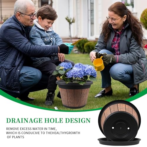4 Pack 12 inch Plant Pot,Large Whiskey Barrel Planters Indoor Outdoor - size: 12 Inch