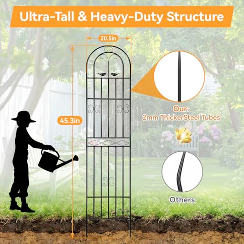 87x20 Inch Metal Garden Trellis for Climbing Plants Outdoor, Sturdy Wrought Iron Tall Plant Support for Roses Ivy Clematis Jasmine Cucumber Peas, Decorative Wire Lattice Panels (2 Pack) - size: 2 Pack