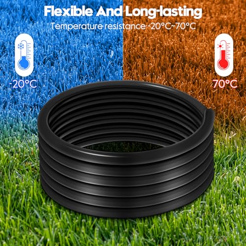 50 FT 1/2 Inch Drip Irrigation Tubing Kit-Drip Line Irrigation Hose 1/2 Inch with 1/2" to 1/4" Barbed Locked 6-Way & 1/2" Tee Connectors-Drip Tube Irrigation Fittings System Parts for Garden Watering