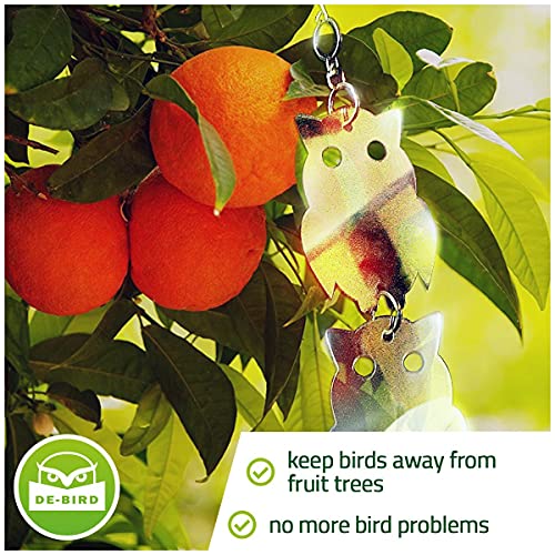 De-Bird Acrylic Reflective Owl Decoys - Sunlight-Activated Owl Reflectors to Scare Birds Away - Crow Deterrent for Patio & Garden - Outdoor Hanging Bird Scare Decoys - 8-Pack, Silver