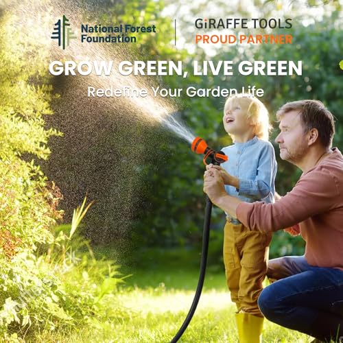 Giraffe Tools Garden Hose 50ft x 5/8", Water Hose Heavy Duty, Flexible, Lightweight Hybrid Hose, Male to Female Fittings - size: 50FT Male Female