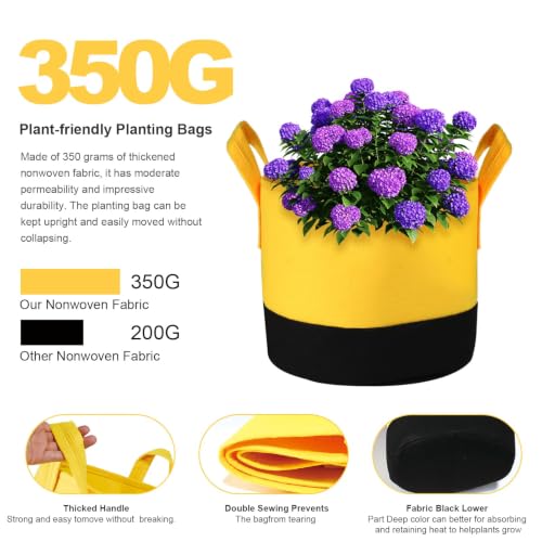 Grow Bags 5Gal/7Gal/10Gal * 2 ,6 Pack Vegetable/Flower/Plant Grow Bags ,Plant Fabric Pots with Handles for Garden and Outdoor Planting (6 Colour, 10 Gallon) - size: 10 Gallon