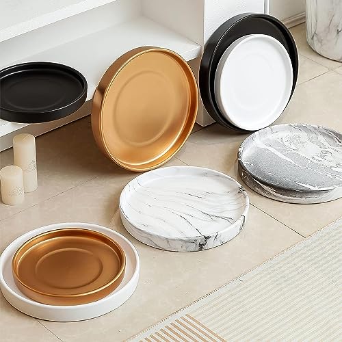 15 Inch Large Ceramic Saucer - Drainage Tray for Plant Pot (Matte Black) - color: Black, size: 15"