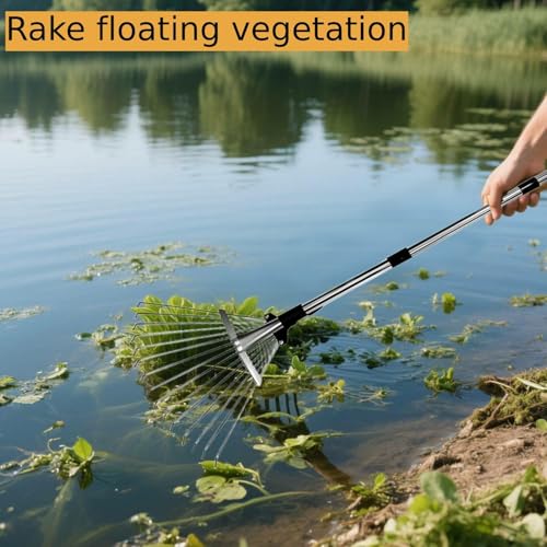 Adjustable Leaf Rake & 53 Gallon Bag, 33-68" Extendable Telescoping Yard