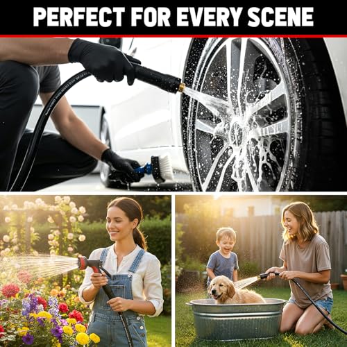 Garden Hose 10ft x 5/8", NON-EXPANDABLE Heavy Duty Premium Flexible Hose - color: Black, size: 10ft