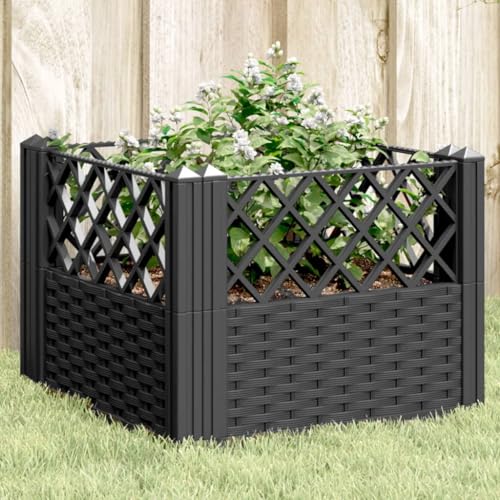 Garden Planter with Pegs Black 17.1x17.1x17.1 in PP - color: Black