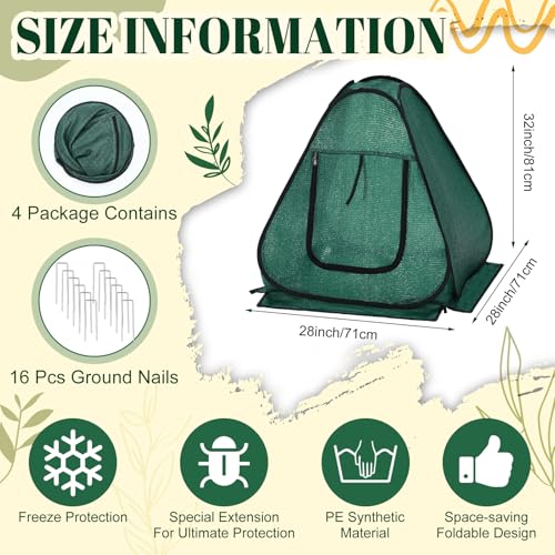 4 Pack Pop up Plant Covers, 28 x 28 x 32 in Garden Netting - size: 28 x 28 x 32 Inches