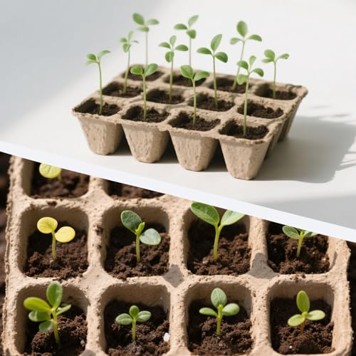10-Pack Seed Starter Trays – Peat Pots for Seedlings, 120 Biodegradable Seed Starter Pots, Seed Starting Kit with 120 Plant Labels (Large) - size: Large