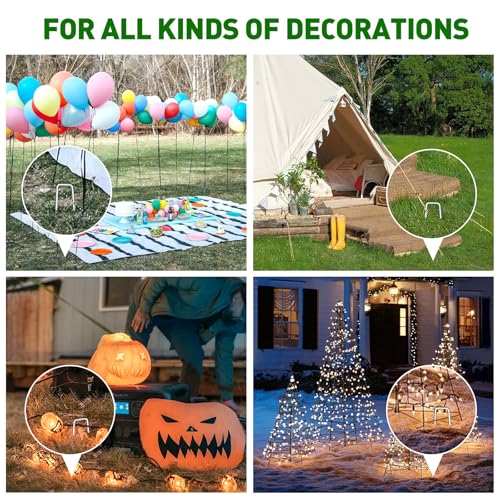 HOOPLE 120 Pack 6 Inch 11 Gauge Galvanized Landscape Staples,Stakes for Outdoor Decorations, Anti-Rust Staples for Weed Barrier Fabric, U-Shaped Tent Stakes (120) - size: 6 Inch