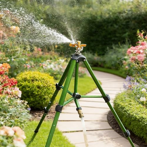 LIULO TOOL Impact Sprinkler on Tripod Base, 6 Pack Tripod Sprinklers with Brass Head, 360 Degree Large Area Irrigation with Extension Legs Flip Locks, Heavy Duty 3/4" Connector for Lawn Yard Garden - size: 6 Pack