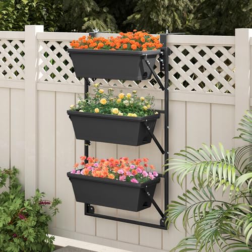 HAPPYGRILL 3-Tier Vertical Hanging Planter, Garden Wall Planter Box