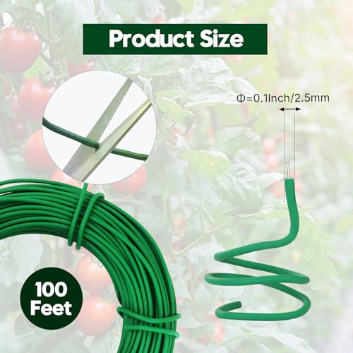100FT Soft Tie for Plants, Green Twist Garden Ties for Gardening
