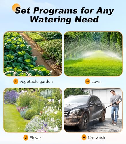 Kenkor Sprinkler Timer 2 Zone, Water Timers for Garden Hose, Brass Inlet, Programmable Hose Timer with Rain Delay/Manual Modes, Faucet Timers for Lawn, Yard