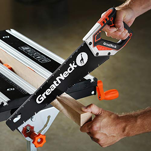GreatNeck 74003 15" Hand Saw, SK-5 Steel Blade, Tri-Bevel Teeth, Comfort Grip, Aluminum Frame – Wood Cutting Tool for Precise, Fast Cuts - size: 15"
