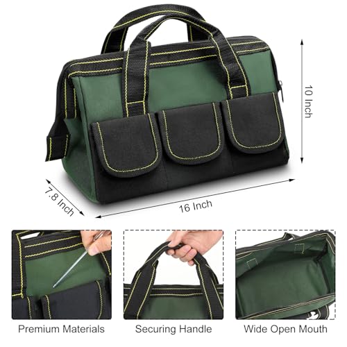 Sanwuta 3 Pack 16 Inch Tool Bags, Classic, Red, Army Green, Blue - color: Red, Army Green, Blue, size: 16 Inch, style: Classic