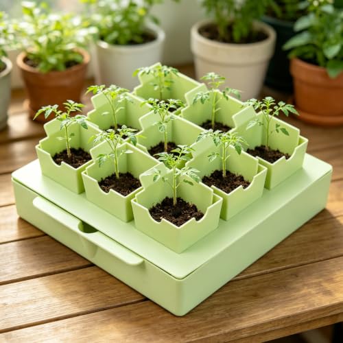 Seed Starter Tray with Handles Easy Transplant 9 Cells