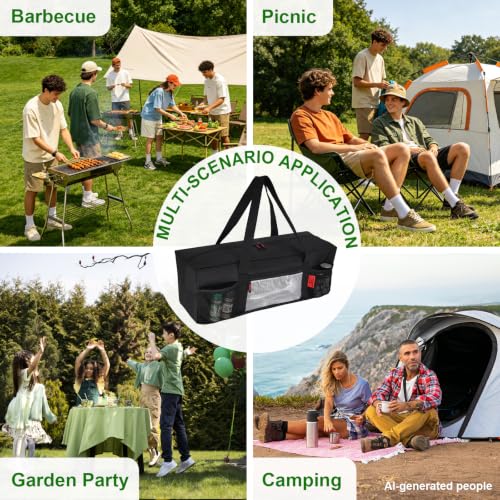 24" BBQ Tool Storage Bag with Pockets, Grill Tool Organizer- Heavy-Duty Storage Bag Waterproof 600D Oxford, Folding Design Gift for Camping, Tailgates, Outdoor BBQ Parties (24" Lx8 Wx8 H) - style: (24" Lx8 Wx8 H)