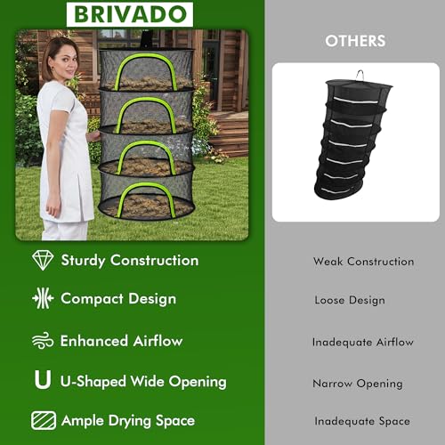 Herb Drying Rack Hanging Mesh 4 Layer 24" with Zipper, Garden Pruning Shear, Hook & Carabiner Clip for Drying Herbs, Plants, Seeds, Buds | Hydroponics & Grow Tents Herb Dryer Hanging Rack - style: 4 Layer 24"