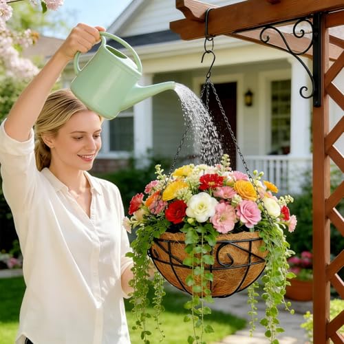 Hanging Planters for Outdoor Plants,12 inch 2 Pack Hanging Planters Basket with Coco Liners, Hanging Baskets Flower Pots for Patio,Garden, Deck, Porch Plants