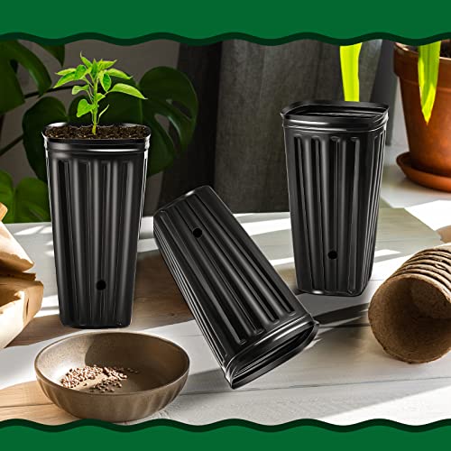 Tessco for you 50 Pcs Planter Pots, 7.8 Inches 0.38 Gallons Square Nursery Pot for Indoor Outdoor Plants, Lightweight Deep Plastic Plant Nursery Container with Drainage Holes
