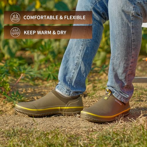 Trudave Mens Garden Shoes, Waterproof Slip-On Womens Rain Boots Unisex Rubber Footwear for Gardening, Farming, Lawn Care and Yard Work, Size 6-13 - color: Olive Green, size: 9 Women/7.5 Men