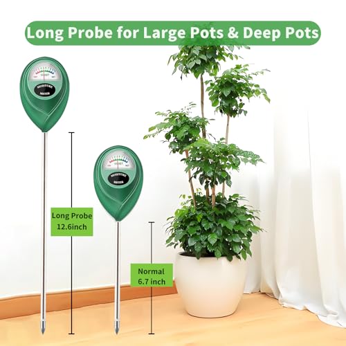 Censinda Soil Moisture Meter, 2 Pack Long Probe Soil Moisture Monitor for House Plants, Soil Hygrometer Moisture Sensor for Indoor & Outdoor, Garden, Farm, Lawn Plant Care, No Battery Needed(Green) - color: Green-Longprobe-2Pack