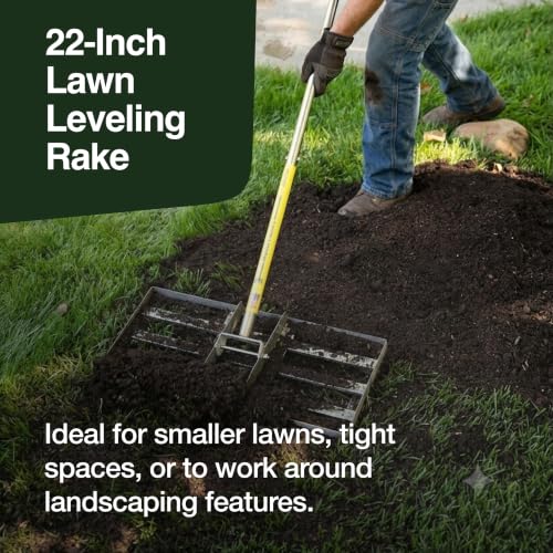 Rocklin™ 22" Lawn Leveling Rake, Stainless Steel, 78" Handle - size: 22 Inches