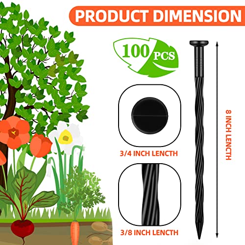 100 Count Plastic Landscape Edging Anchoring Stakes 8-Inch Garden Lawn Yard Landscaping Spikes for Paver Edging, Weed Barrier, Tent, Artificial Turf & More Black-100pcs - color: Black-100pcs