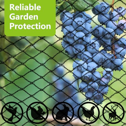 POYEE 15x40ft Bird Netting, 1/2 inch Mesh, Heavy Duty Garden Netting - size: 15 x 40 FT