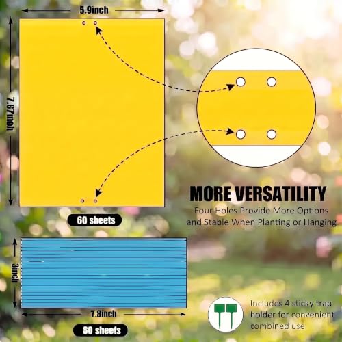 60 Pack Yellow Sticky Traps for Gnats, Fruit Fly Traps for Indoors Plants - size: 60Packs