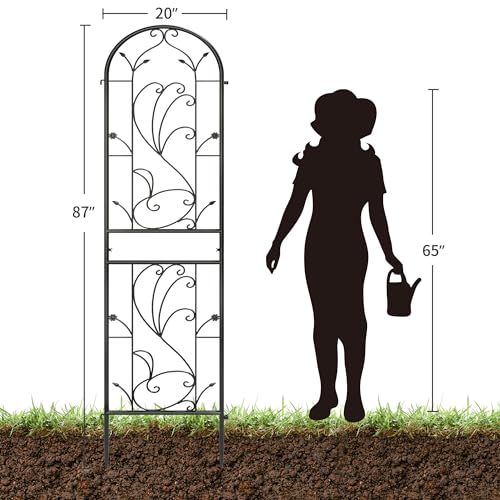 4-Pack 87" x 20" Sunflower Scroll Arch Black Metal Garden Trellises - color: 4 Pack 87"- Sunflower Black
