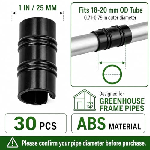 30 Pcs Greenhouse Clips 1 Inch, Black Plastic Garden Clamps for PVC Pipe, Greenhouse Film,Plant Cover, Row Cover, Garden Netting, Frame Shelters