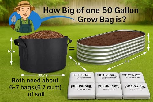 Gardzen 2-Pack 50 Gallon Grow Bags, Aeration Fabric Pots with Handles, Pot for Plants - size: 50 Gallon Bags