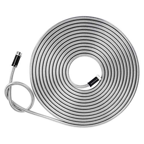 Beaulife Metal Garden Hose 75 FT Flexible No Kink Lightweight RV Drinking 304 Stainless Steel 75 foot Water Hose Extension Leader Hose Heavy Duty Outdoor - size: 75Ft