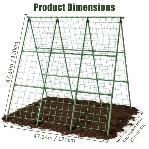 Miory Cucumber Trellis, 48"x48" A-Frame Trellis for Raised Bed, Garden Trellis for Climbing Plants Outdoor, Plant Support for Vegetables Vines - size: 48"Lx48"H