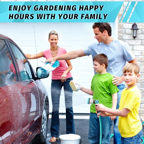 AUTOMAN Garden Hose Nozzle Sprayer - 10 Spray Patterns, High Pressure, Thumb Control On Off Valve, Metal Duty Water Nozzle, Extra 3 Washers, for Watering Garden, Cleaning, Washing Car, Showering Pets - color: Turquoise
