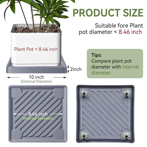 10" SquarePlant Caddy Beige with Hidden Wheels & Garden Tools Set - size: 10 Inch - Grey (1 Pcs)