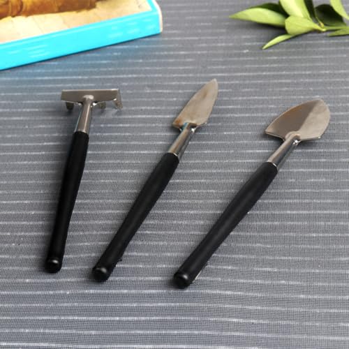 Mini Gardening Tool Set, Stainless Steel Shovel Rake Spade Kit Premium Potted Succulent Flower Care Pack of 3 (3pcs) - color: 3pcs