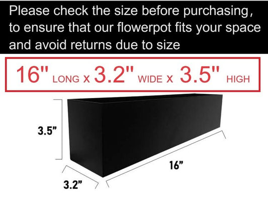 Modern Metal Steel Trough Planter - Rectangle Black Planters for Indoor - 16" Window Sill Planters - Table or Window Boxes Planter - Windowsill Herb(1pc Short Black) - color: 1pc Short Black