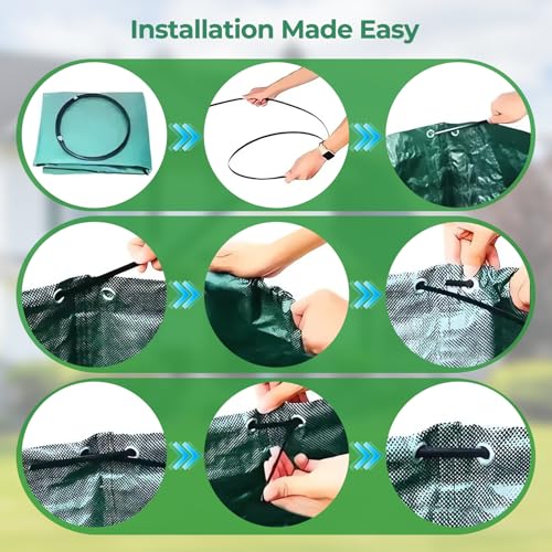 3-Pack 72 Gallon Reusable Yard Waste Bags with Plastic Ring, Extra Large Leaf Bags for Lawn Debris, Grass Clippings, Camping Trash Bin, Heavy Duty Collapsible Garden Bins with 4 Handles